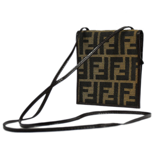 Fendi Zucca Shoulder Wallet Brown