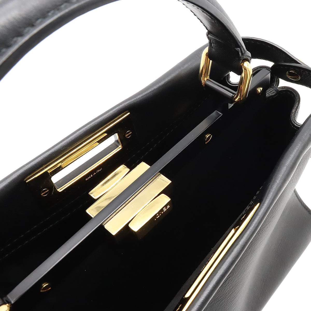 FENDI FENDI Pickaboo Handbags 2WAY Shoulder Bags Sliding Leather Black Black Gold  8BN290