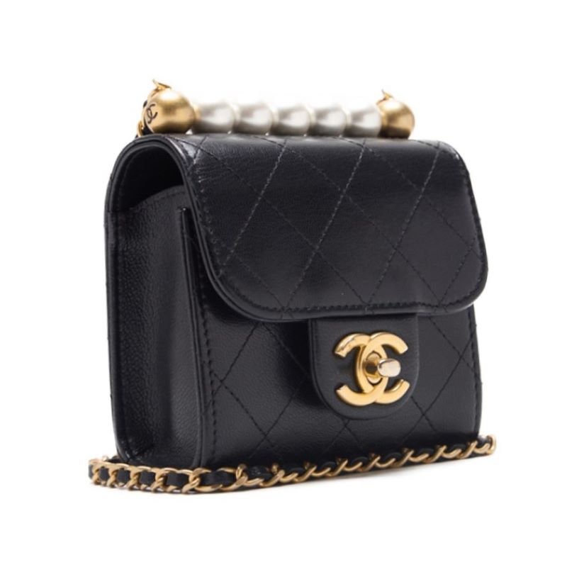 CHANEL 【CHANEL】Mini Trace Pearl Chain Shoulder  Black  Shoulder Bag Mini Shoulder Bag  Bag Hybrid 【 Ship】