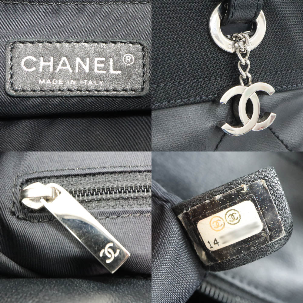 CHANEL CHANEL PARIBIARITZ TOTO PM A34208 Black Silver G  Leather 14th Handbag Black  Bag