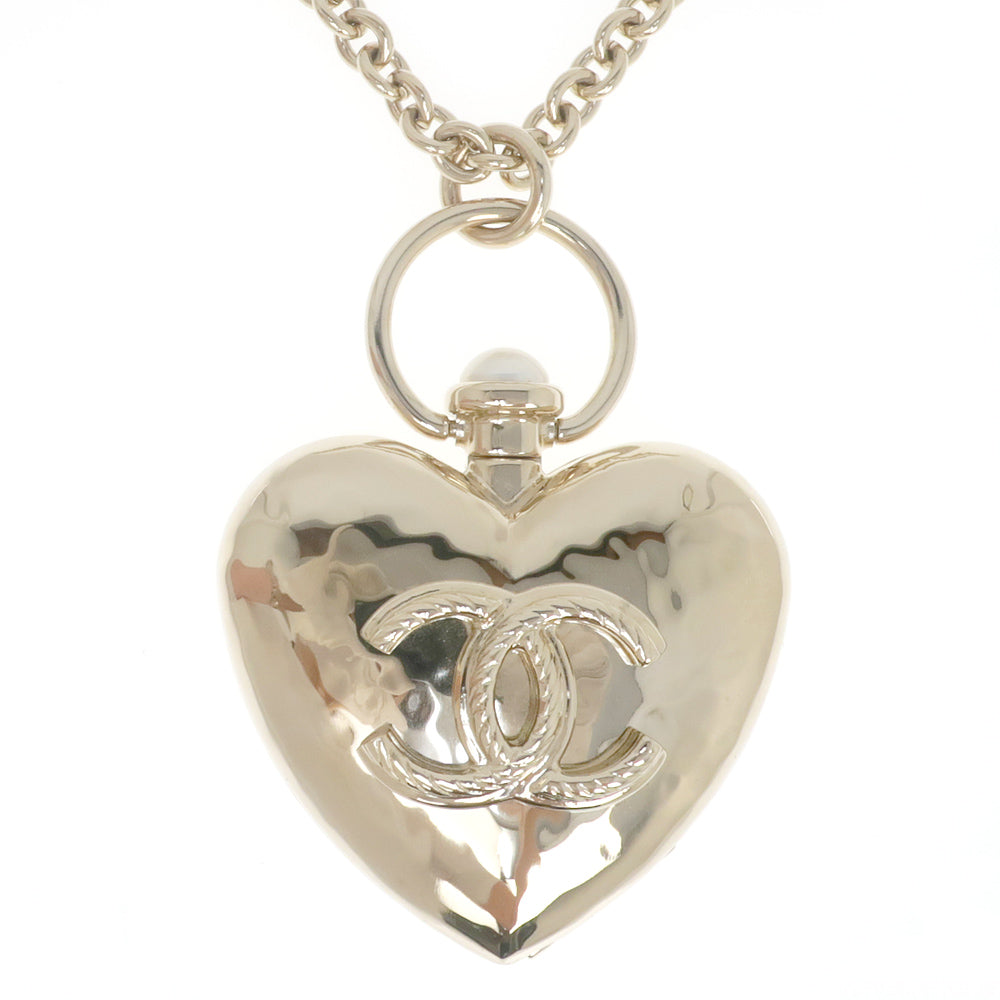 Chanel Heart Lock Necklace Pendant B22C Coco CC Mark COCO  Pearl 80cm G Color Accessories Jewelry