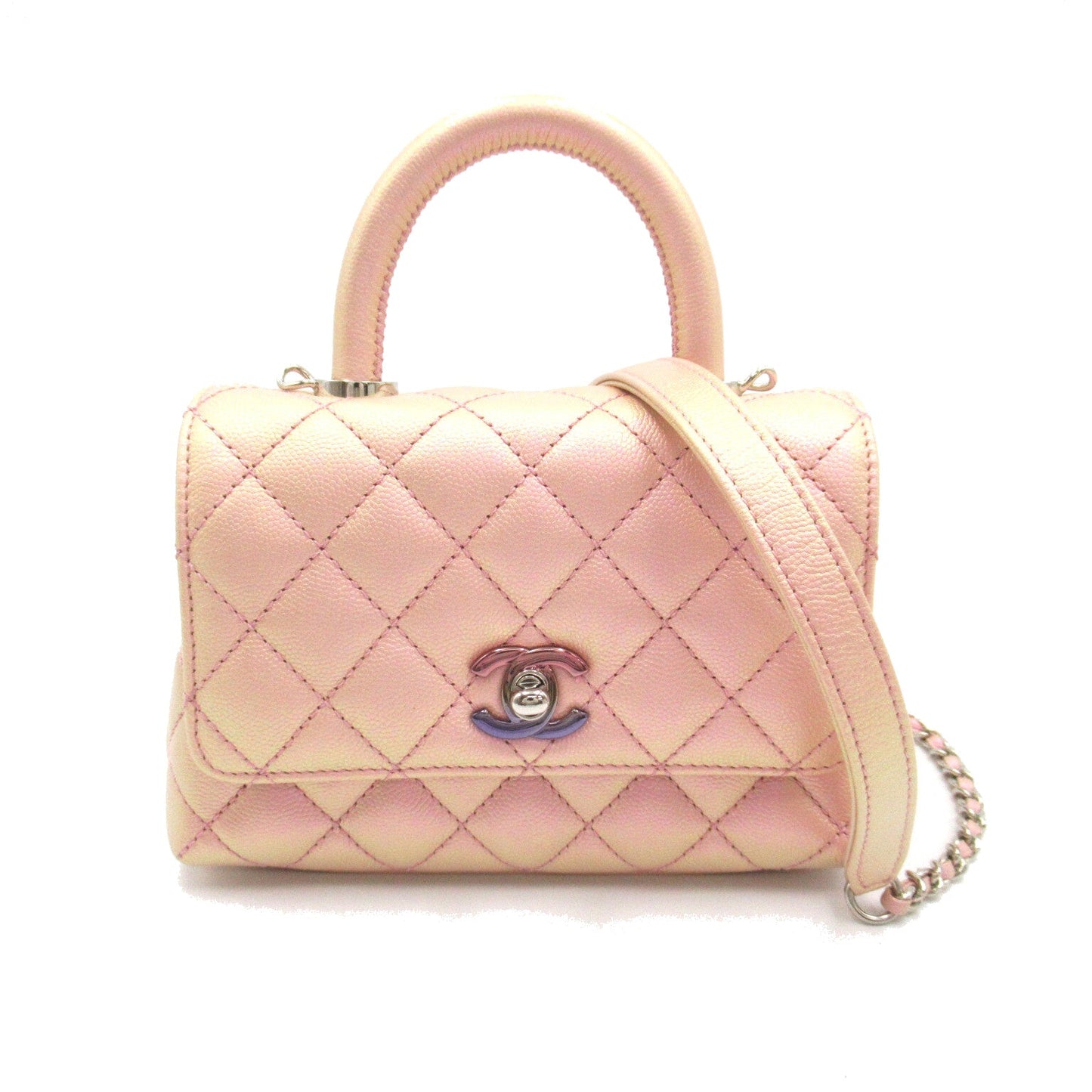 Chanel Coco Handler Matrasse 2w Shoulder 2way Shoulder Bag Caviar S  Pink Metal Pink