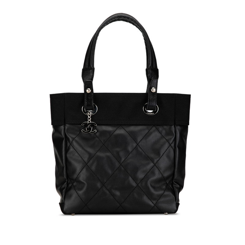 CHANEL COCOMARK PARIBIARITZ TOUTE PM TOUTE BAG A34208 BLACK SILVER PVC LEADER LADY CHANEL