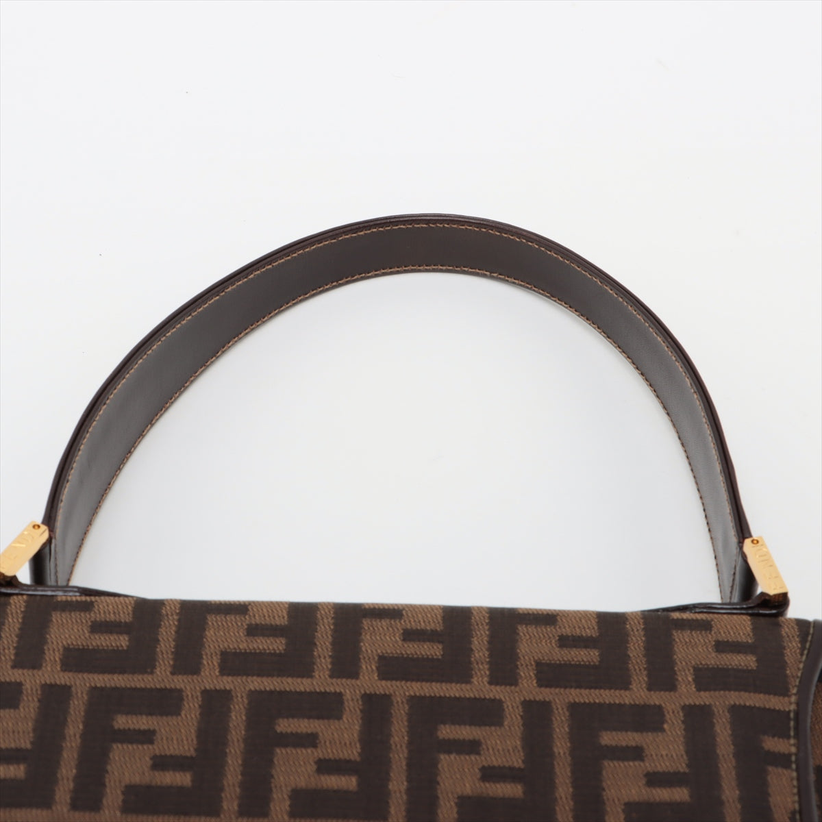 Fendi Zucca Canvas  Leather One-Shoulder Bag Brown