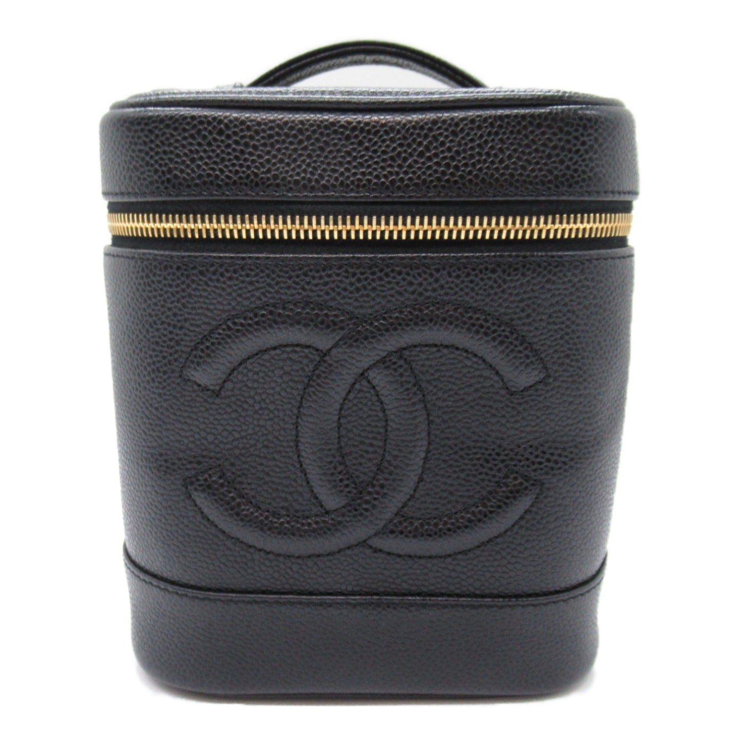 CHANEL Laminated Vanity Handbag Caviar S  Black  A01998