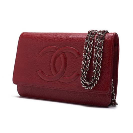 Chanel Coco Chain Wallet Caviar S Red (Silver G )  Wallet  French  Delivery] Acoustic Online