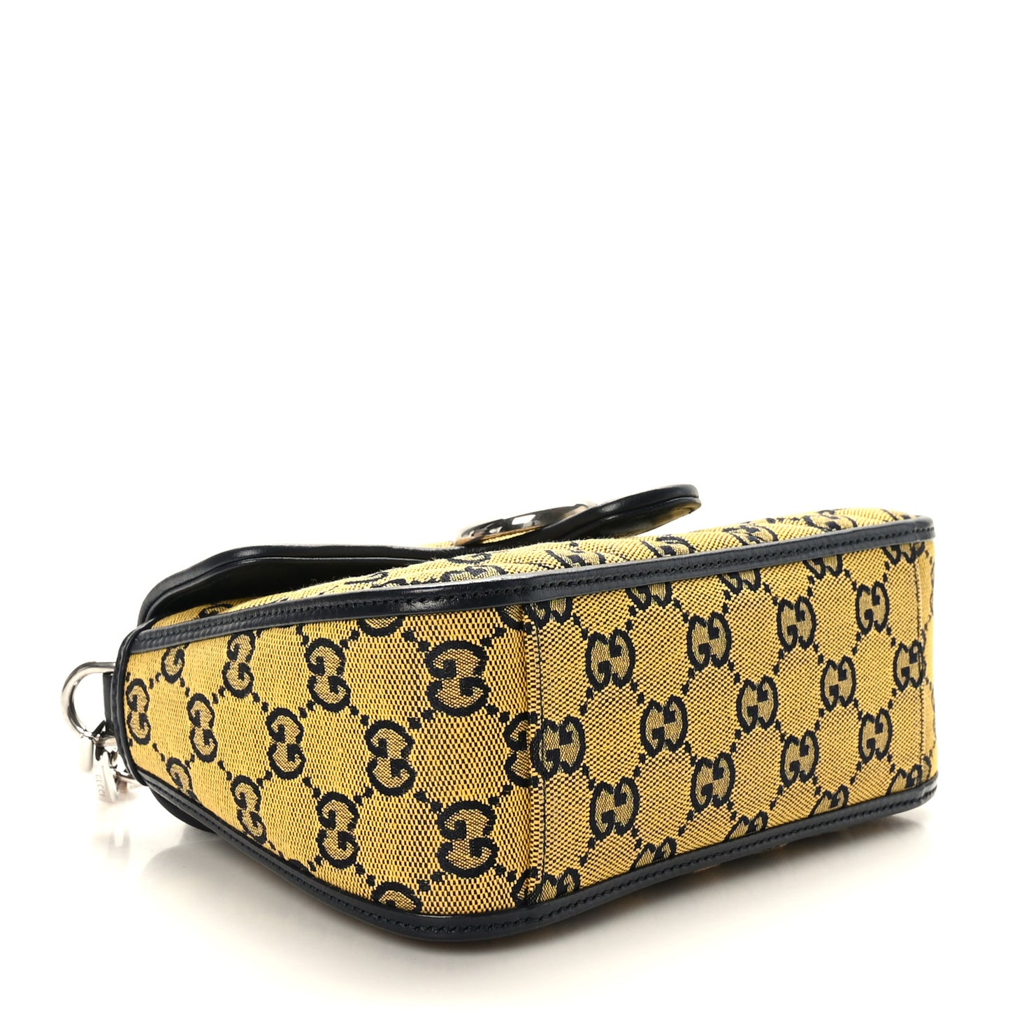 Gucci  Monogram Multicolor Matelasse Diagonal Mini GG Marmont Top Handle Shoulder Bag Yellow