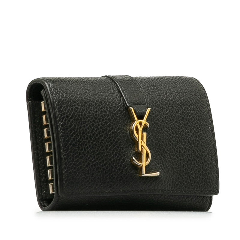 Saint Laurent 6 Key Holder in Grain Calf Leather Black 613334