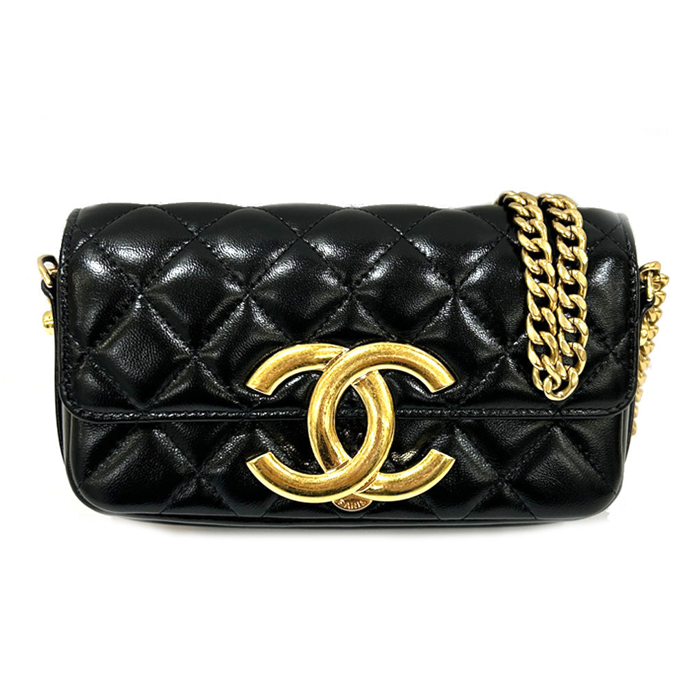 Chanel Matrasse Mini Chain Shoulder Bag AP3207 Coco G   Phonbox Black