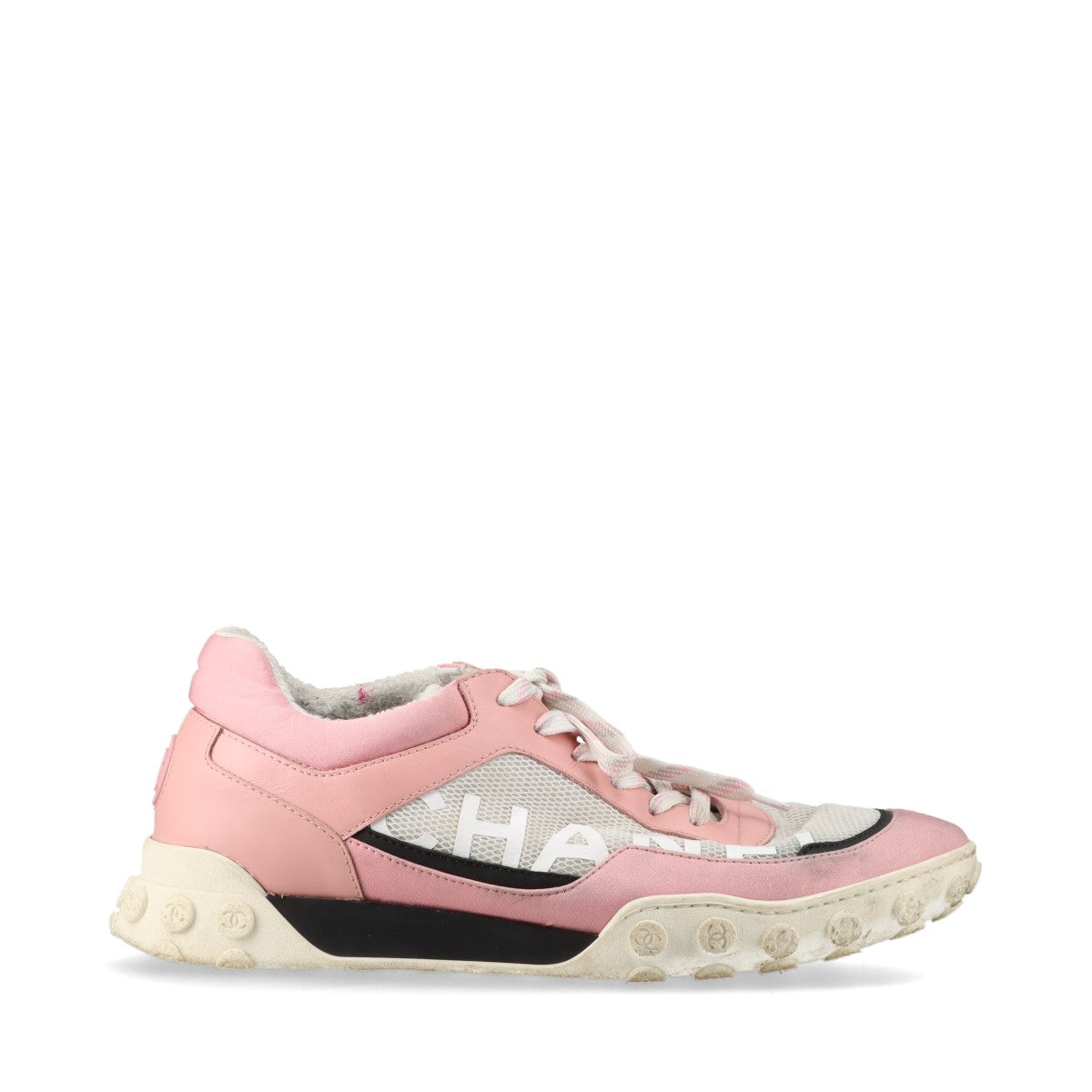 Chanel Coco Leather X Fabric Trainers EU40  White X Pink G34086 Mesh