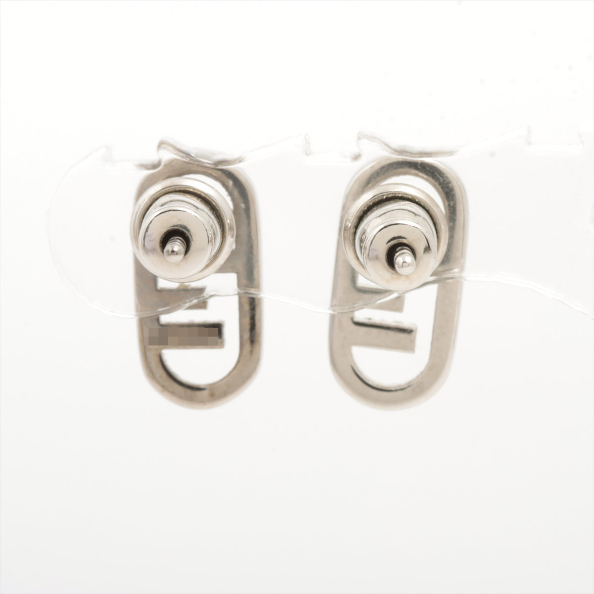 Fendi FF Logo Pierce Earrings Silver