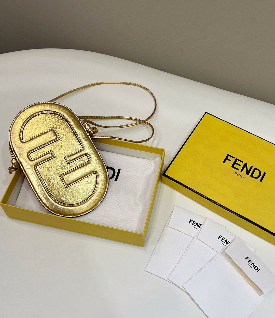 Fendi 12 Pro Phone Holder Gold Bag