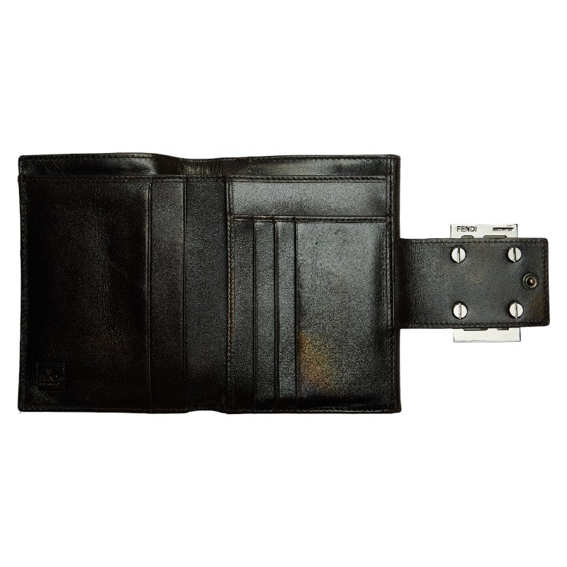 Fendi Zucca Double Fold Wallet Brown Canvas Leather  Fendi