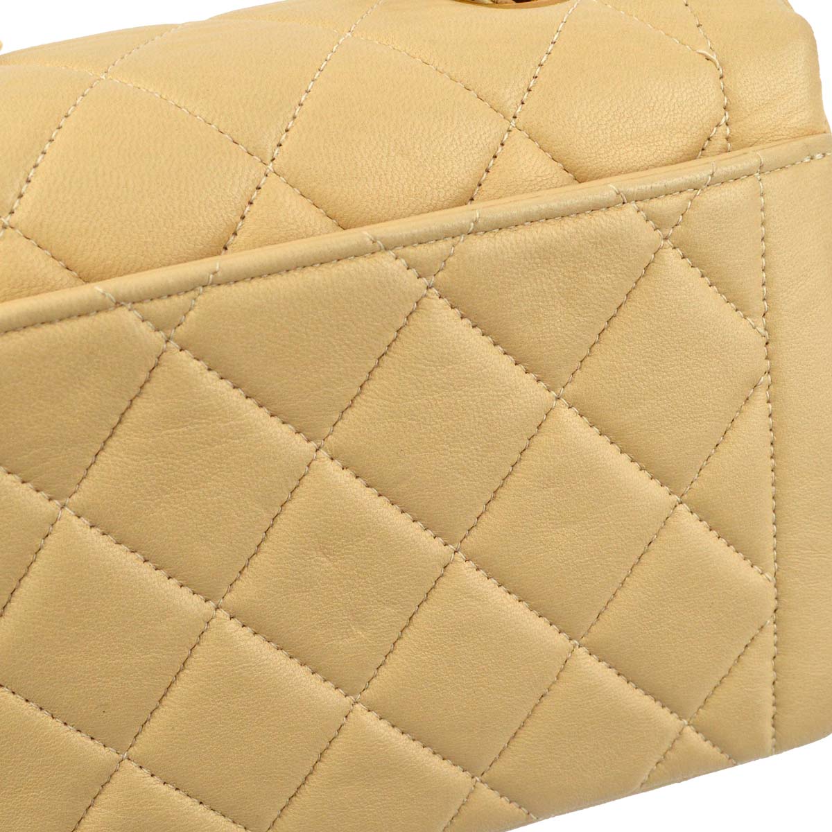 Chanel Beige Lambskin Mini Classic Square Flap Handbag 17