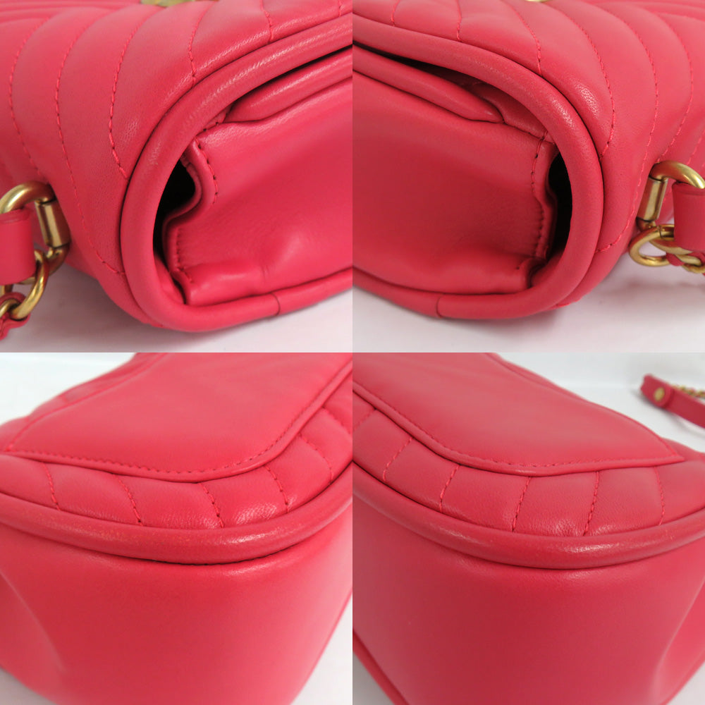 Chanel Chevron V Stitch Round Flap Bag A98791 2WAY Chain Shoulder Bag Pink  G   Top Handle Coco