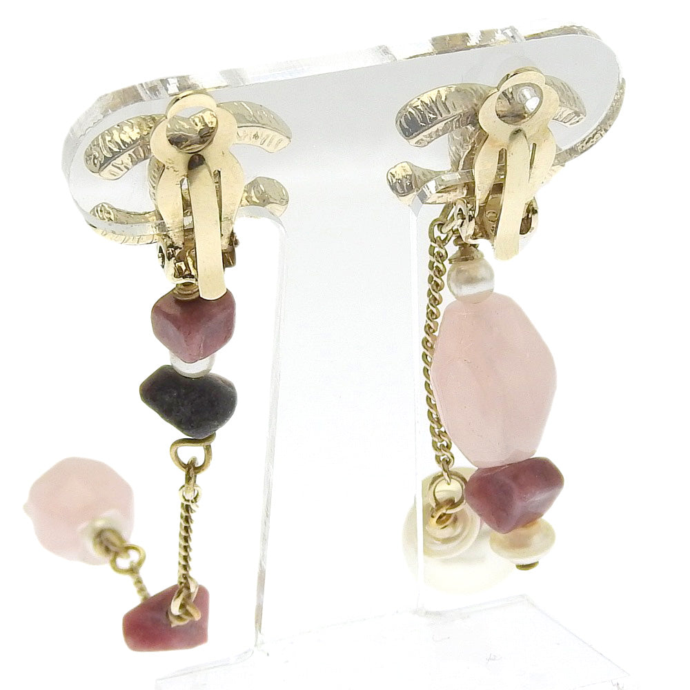 【Suale  OFF】 CHANEL Chanel Coco Asymmetry Metal Made  Color Stone Pink 05A  Earring 【Supersale】 A Ranked Cocomark Earring