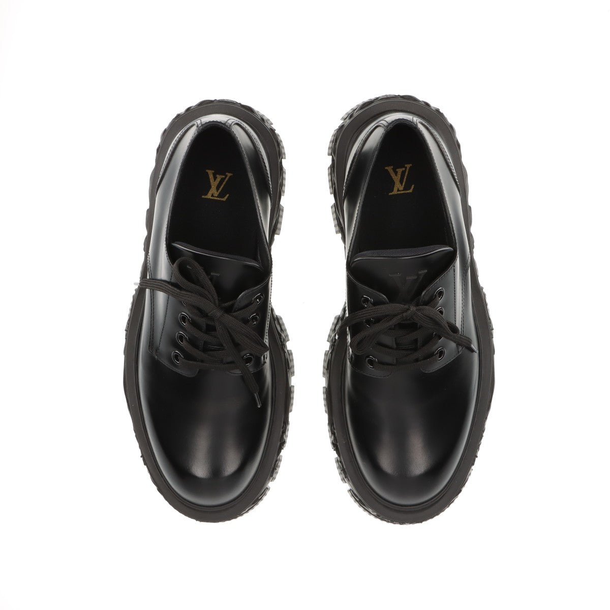 Louis Vuitton LV Barockline 22 Years UK7 1/2  Leather Shoes Black BM0272 LV Logo Monogram Flower Der