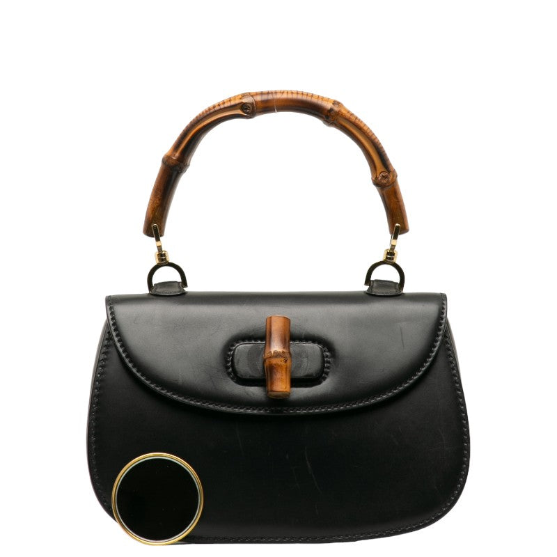 GUCCI Gucci Old Gucci Bamboo 000 01 0633 Handbag Leather Black Lady Gucci