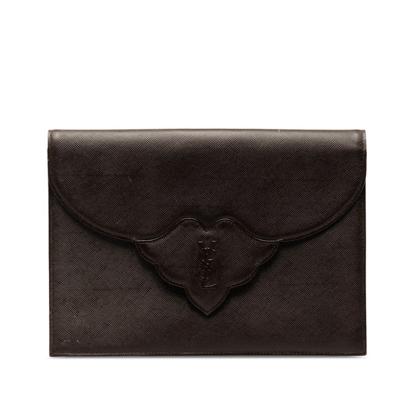 Saint Laurent Clutch Bag Brown Leather