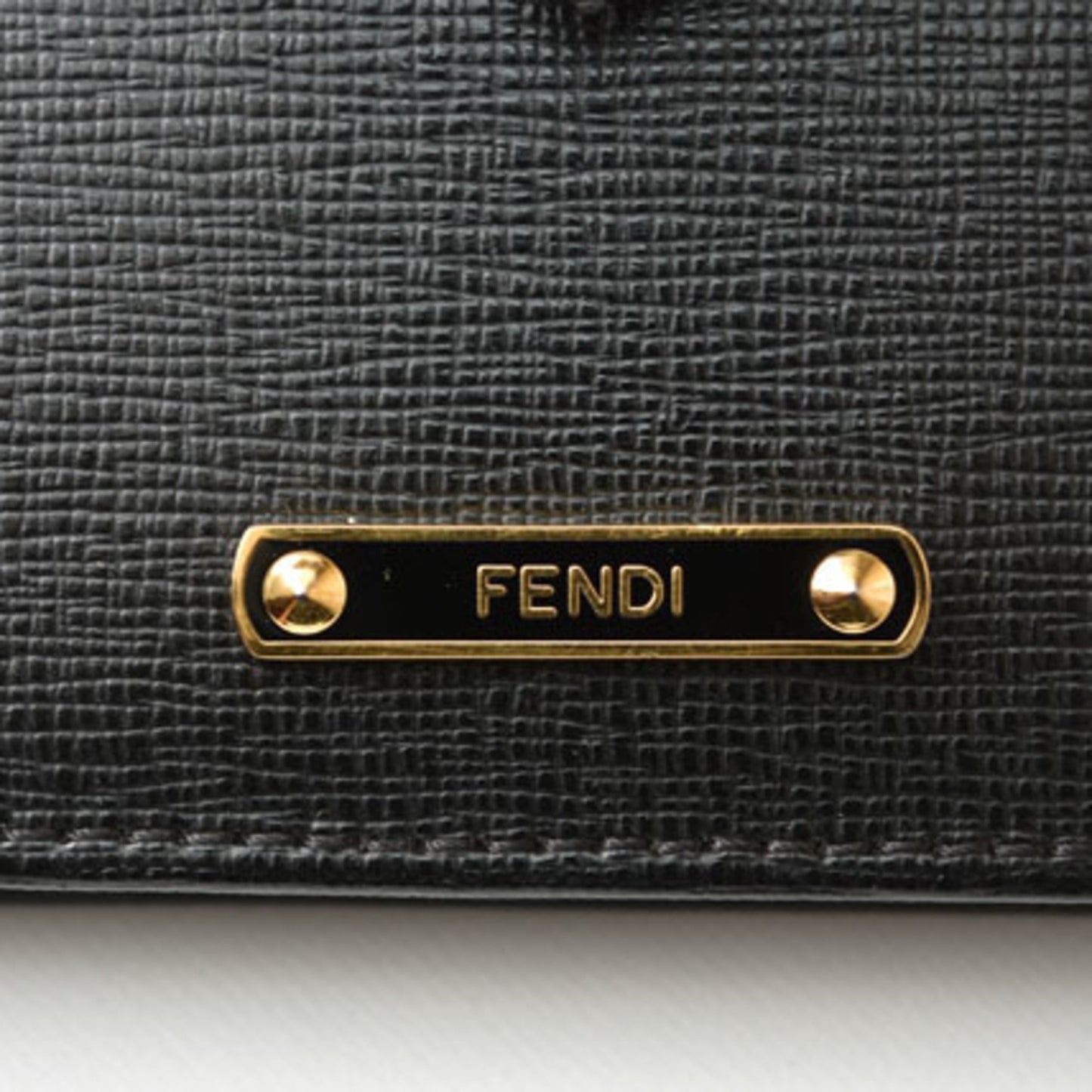 Fendi card case business holder FENDI leather black gold