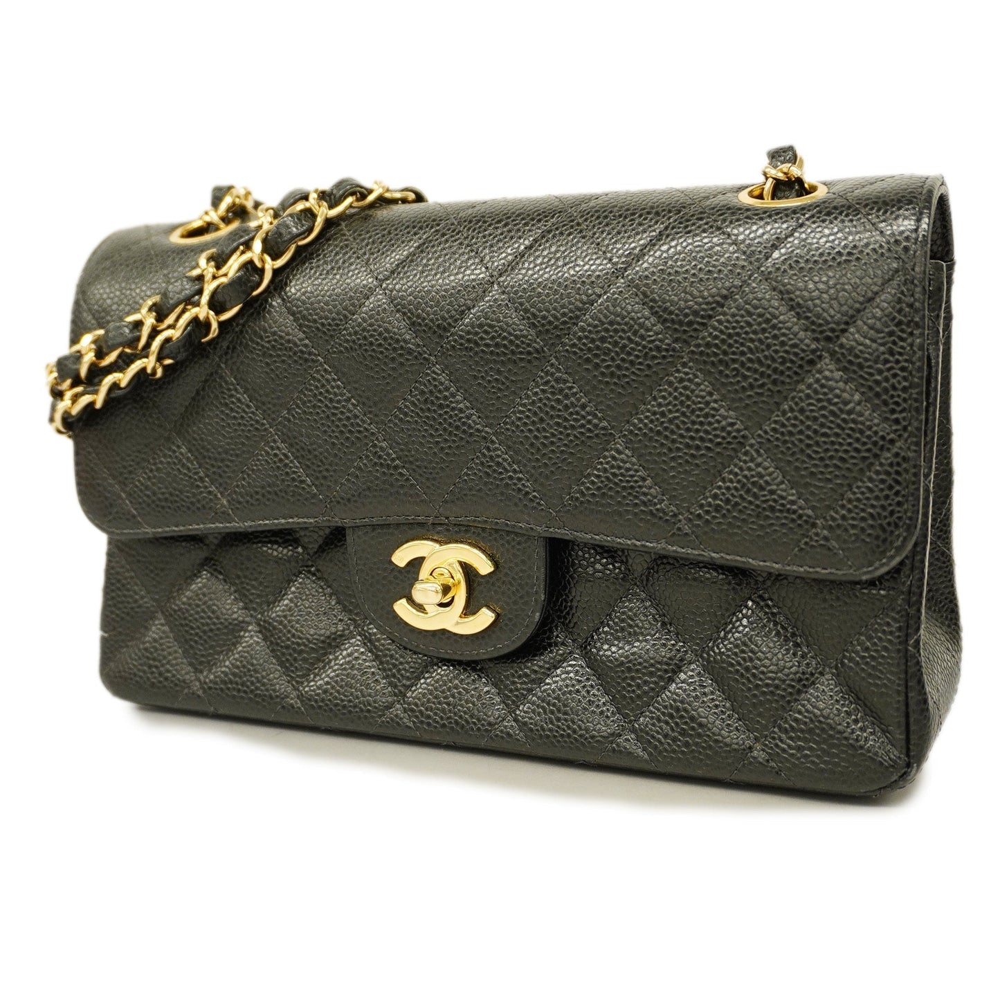 CHANEL  Big Matelasse W Flap W Chain Women's Caviar Leather Shoulder Bag