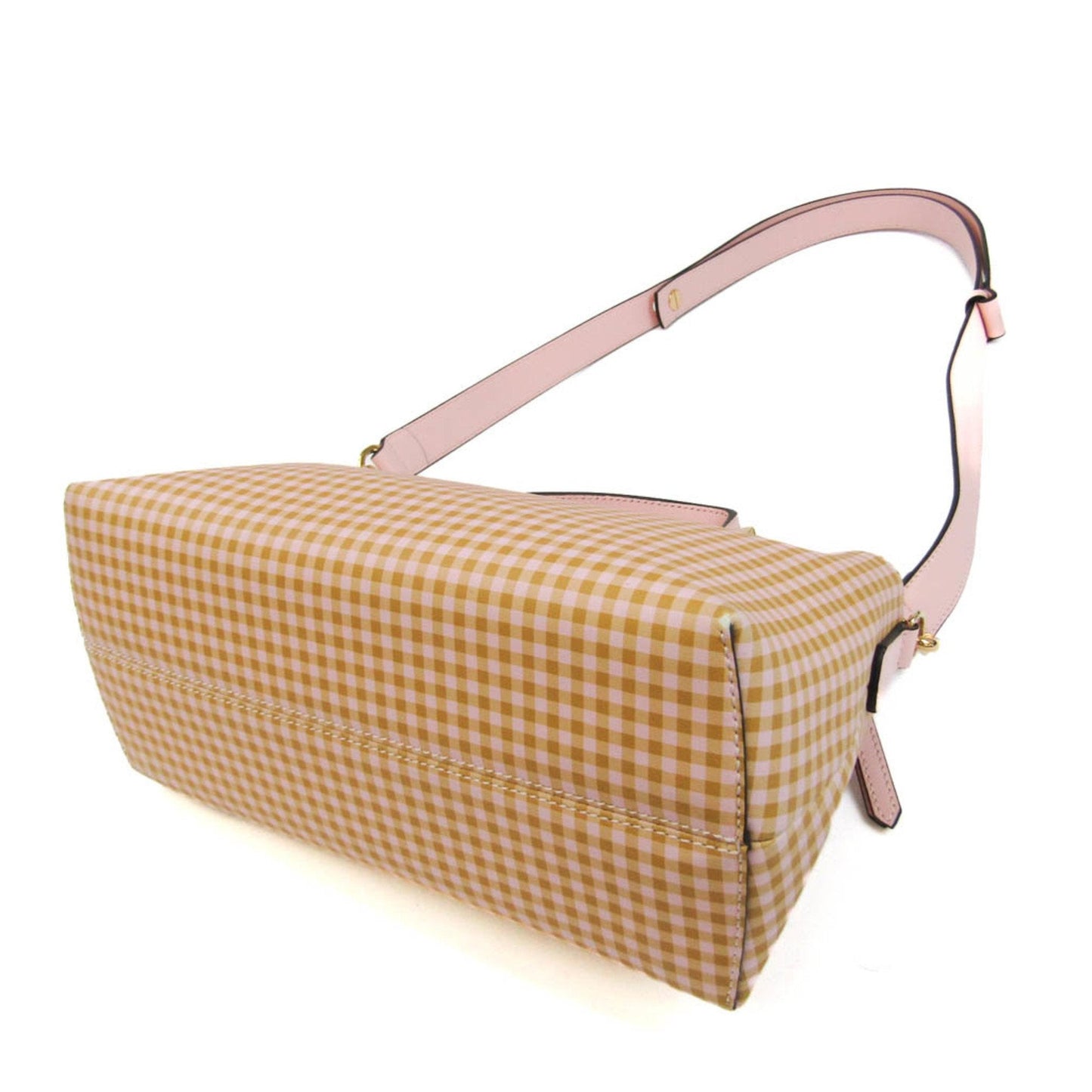 FENDI By The Way Gingham Plaid 8BL146 Women's Leather Handbag,Shoulder Bag Beige,Light Pink,Yellow