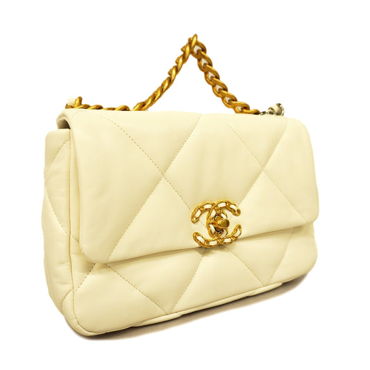 CHANEL  1.9 Chain Shoulder Women's Leather Shoulder Bag White