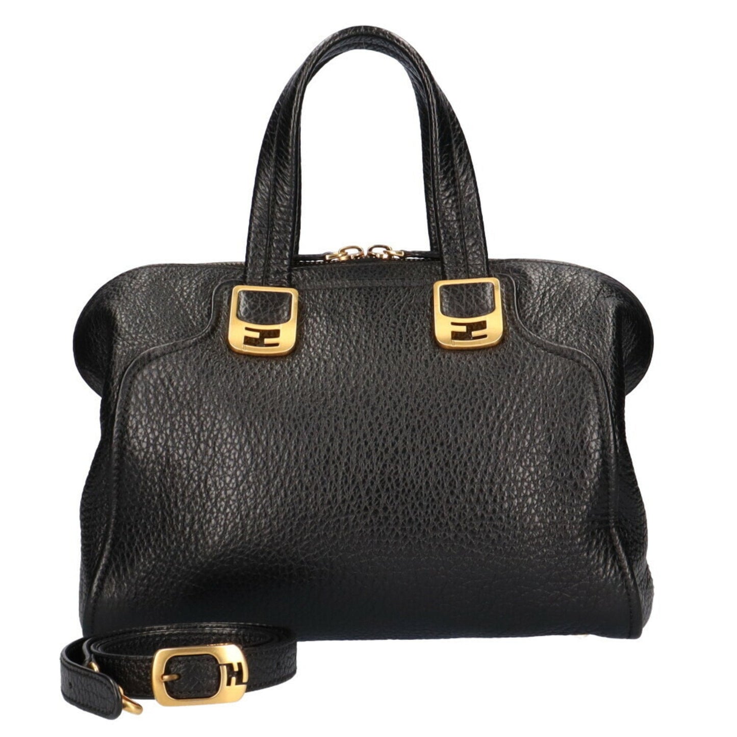 FENDI chameleon shoulder bag leather black ladies