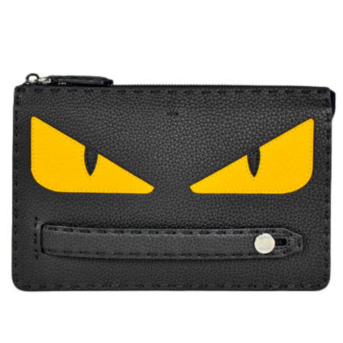 Fendi Bugs Clutch Bag Black Yellow Leather Canvas Monster 7VA350