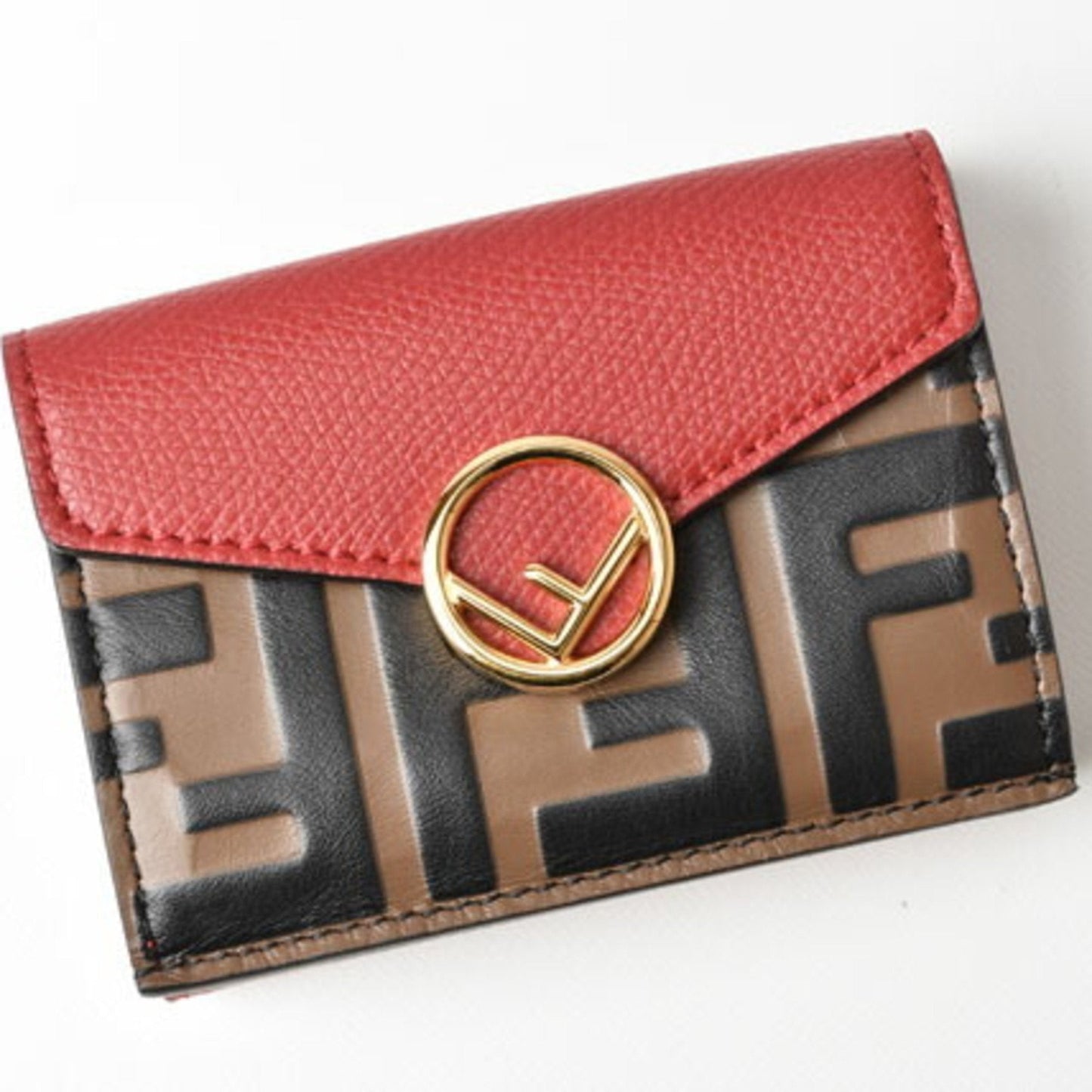 Fendi outlet FENDI trifold wallet F is IS micro 8M0395 ROSSO red