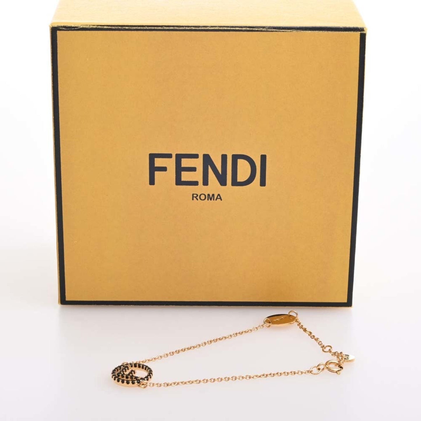 FENDI F is  Rhinestone Circle Bracelet 8AG761 Black Ladies