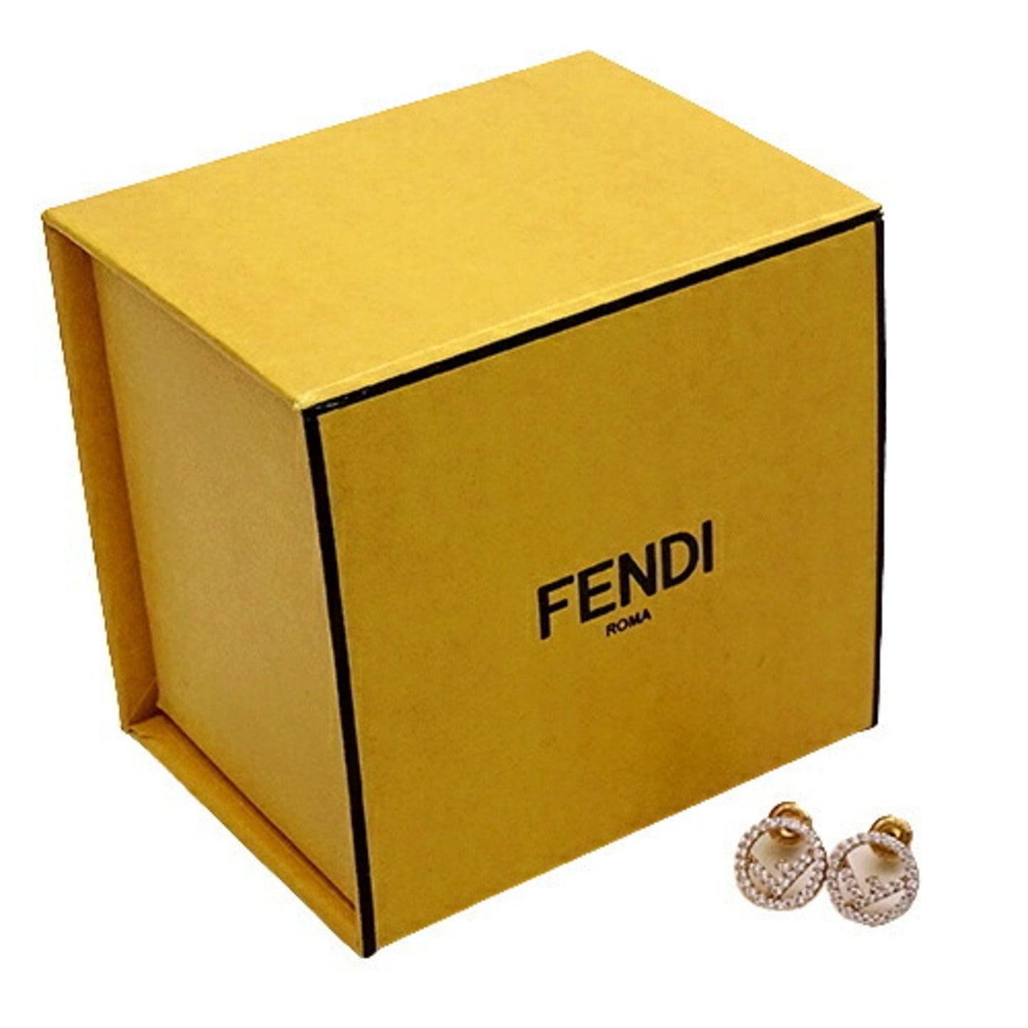 FENDI earrings ladies gold rhinestone stone stud