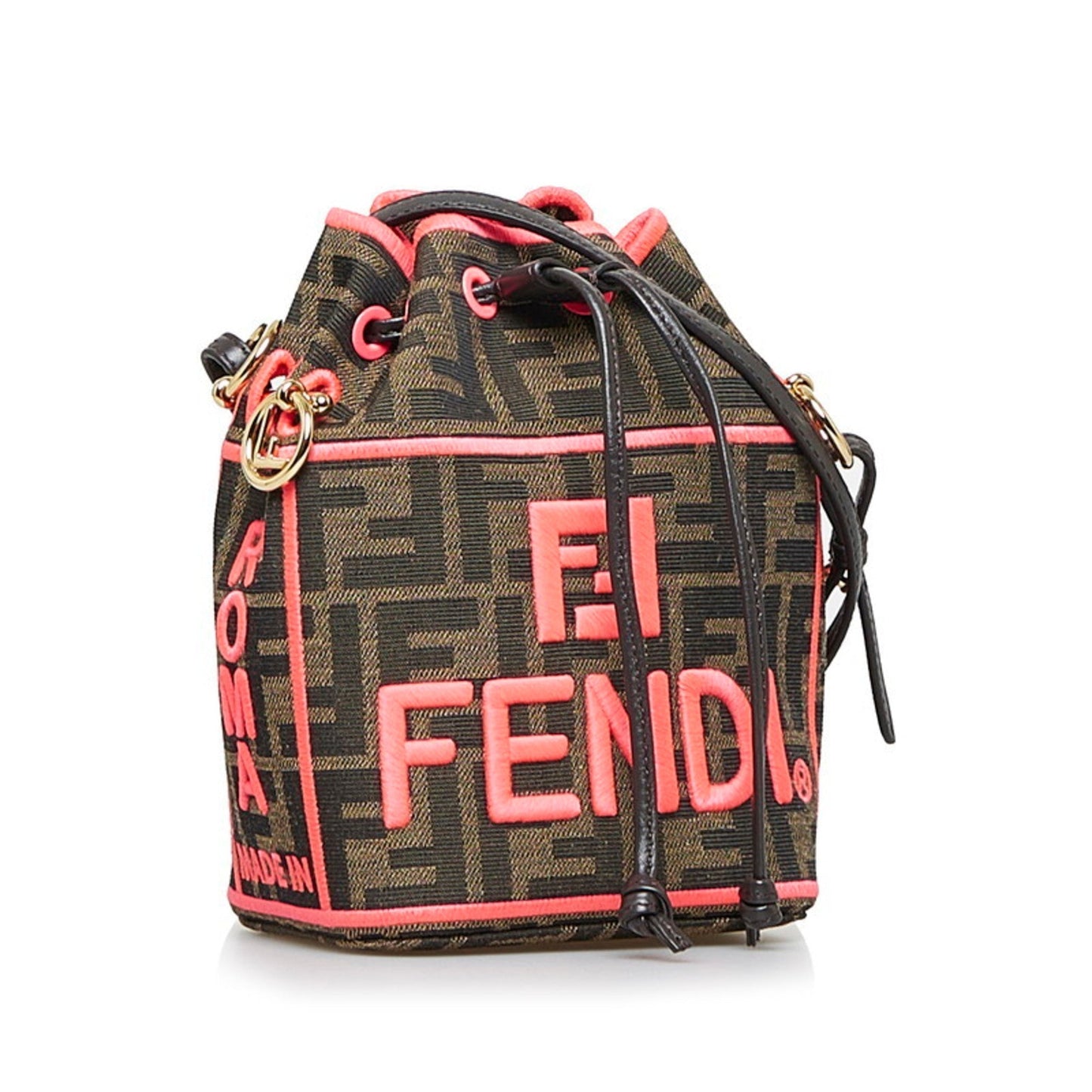 FENDI Zucca Montresor shoulder bag handbag 8BS010 brown pink canvas leather ladies