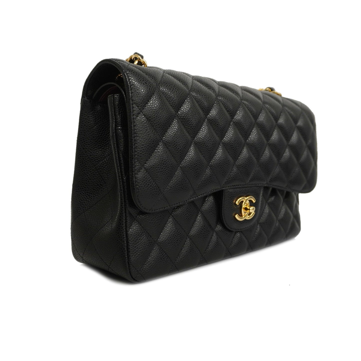 CHANEL  Big Matelasse W Flap W Chain Women's Caviar Leather Shoulder Bag