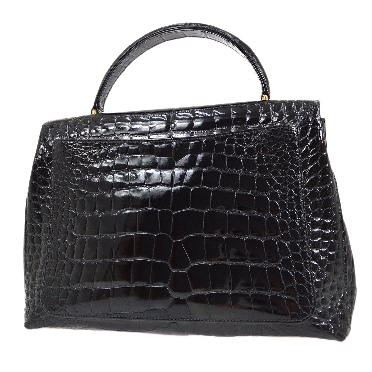 CHANEL * 1997-1999 Black Crocodile Kelly 30