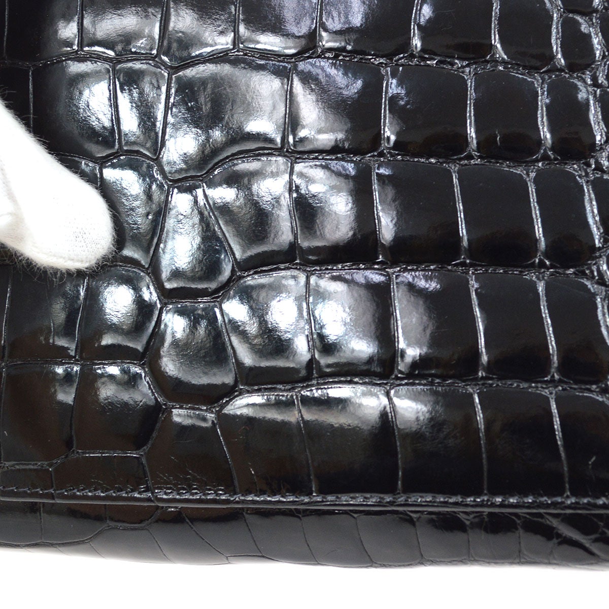 CHANEL * 1997-1999 Black Crocodile Kelly 30