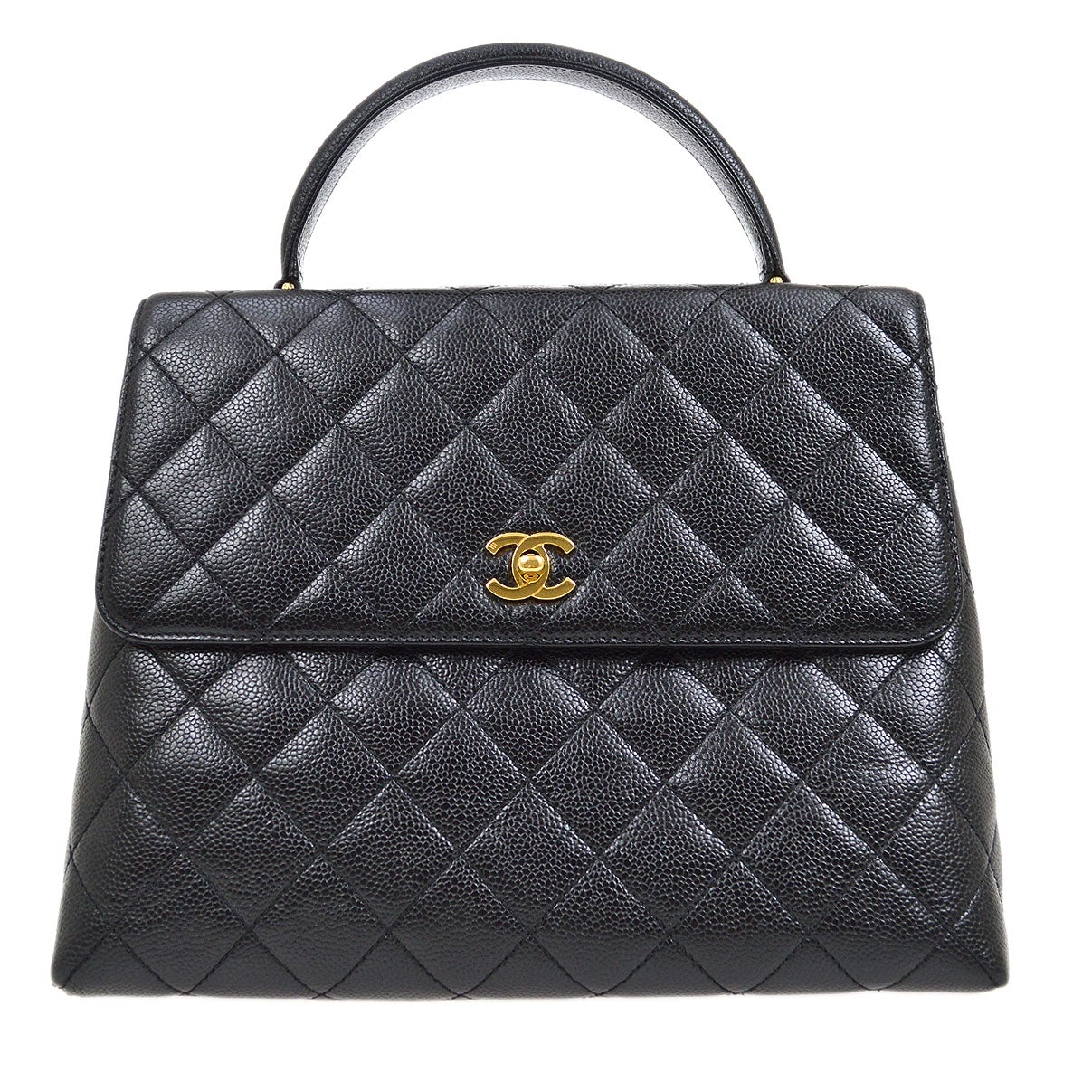 CHANEL 2000-2001 Quilted Kelly 30 Black Caviar