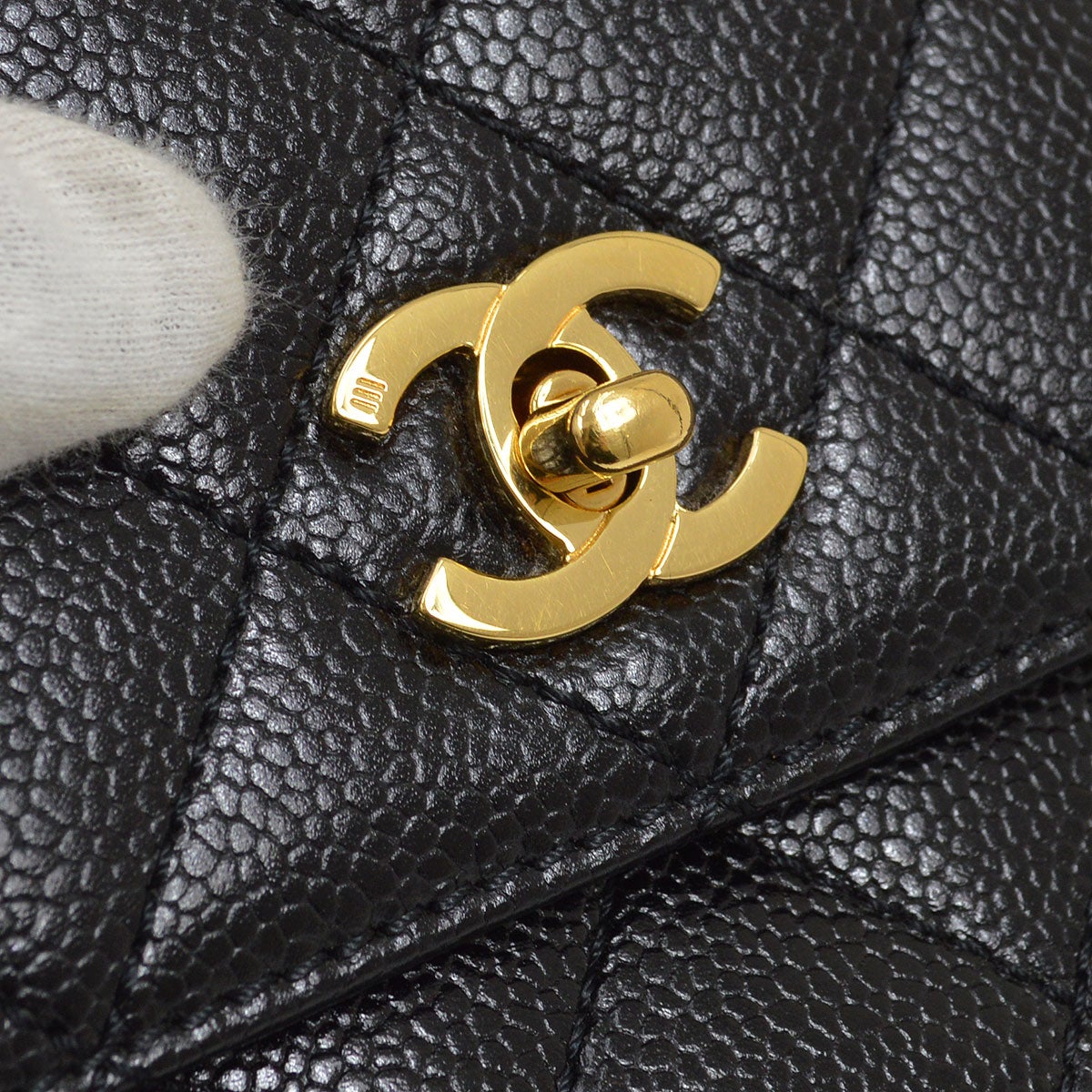 CHANEL 2000-2001 Quilted Kelly 30 Black Caviar