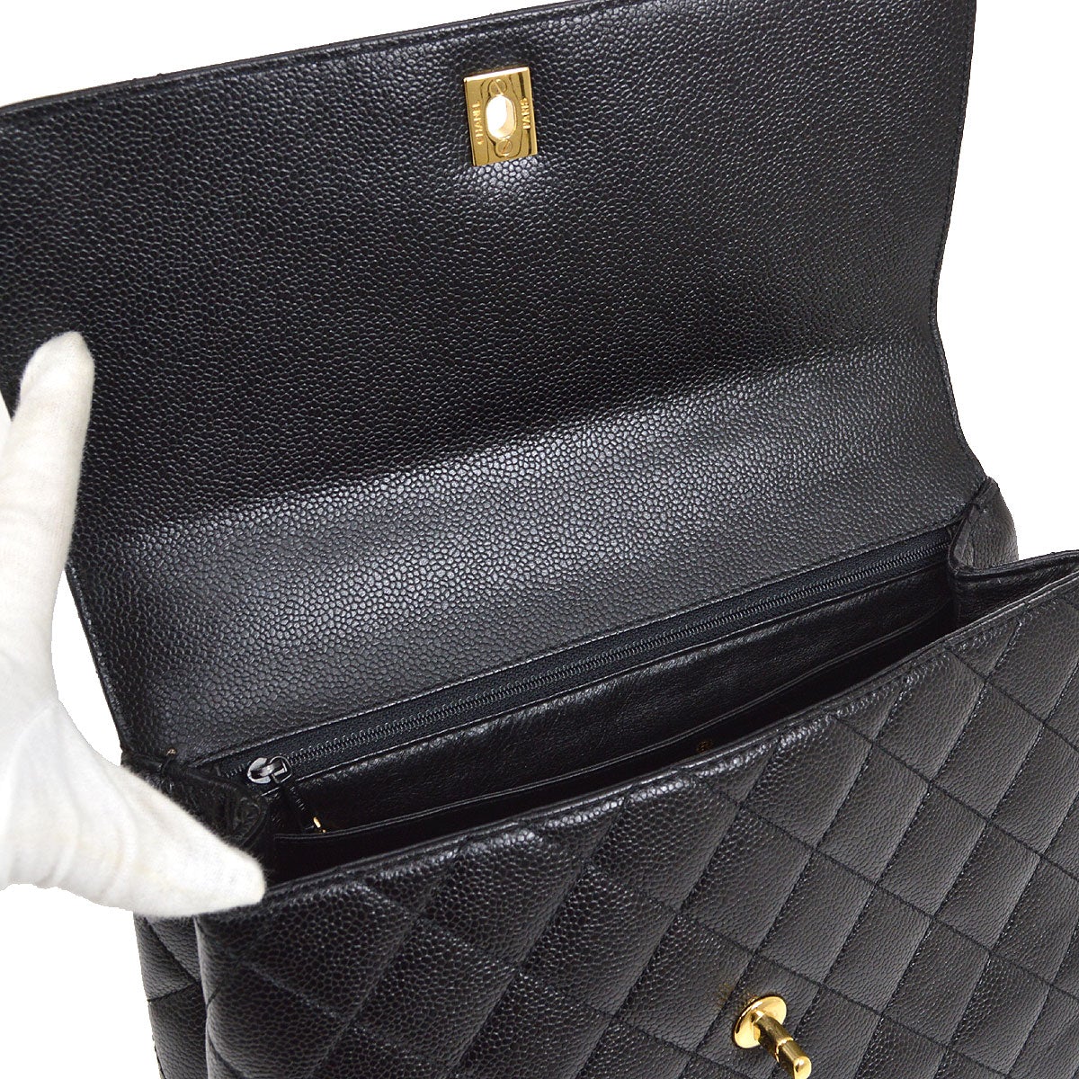 CHANEL 2000-2001 Quilted Kelly 30 Black Caviar