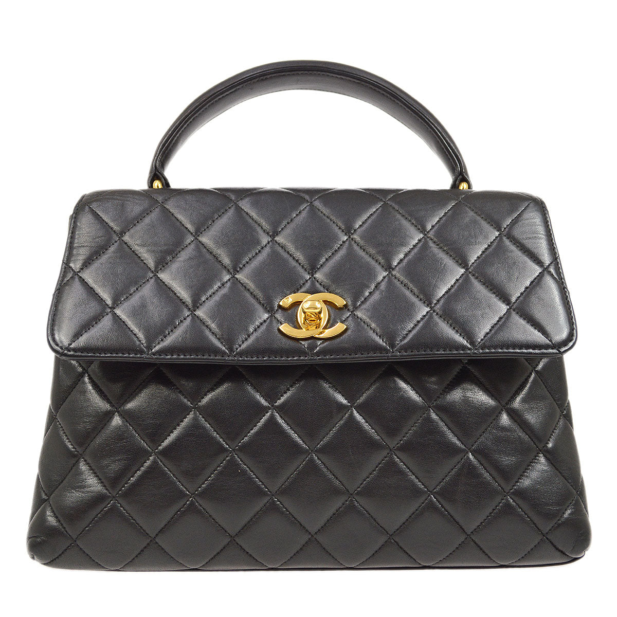 CHANEL 1996-1997 Quilted Kelly 25 Black Lambskin