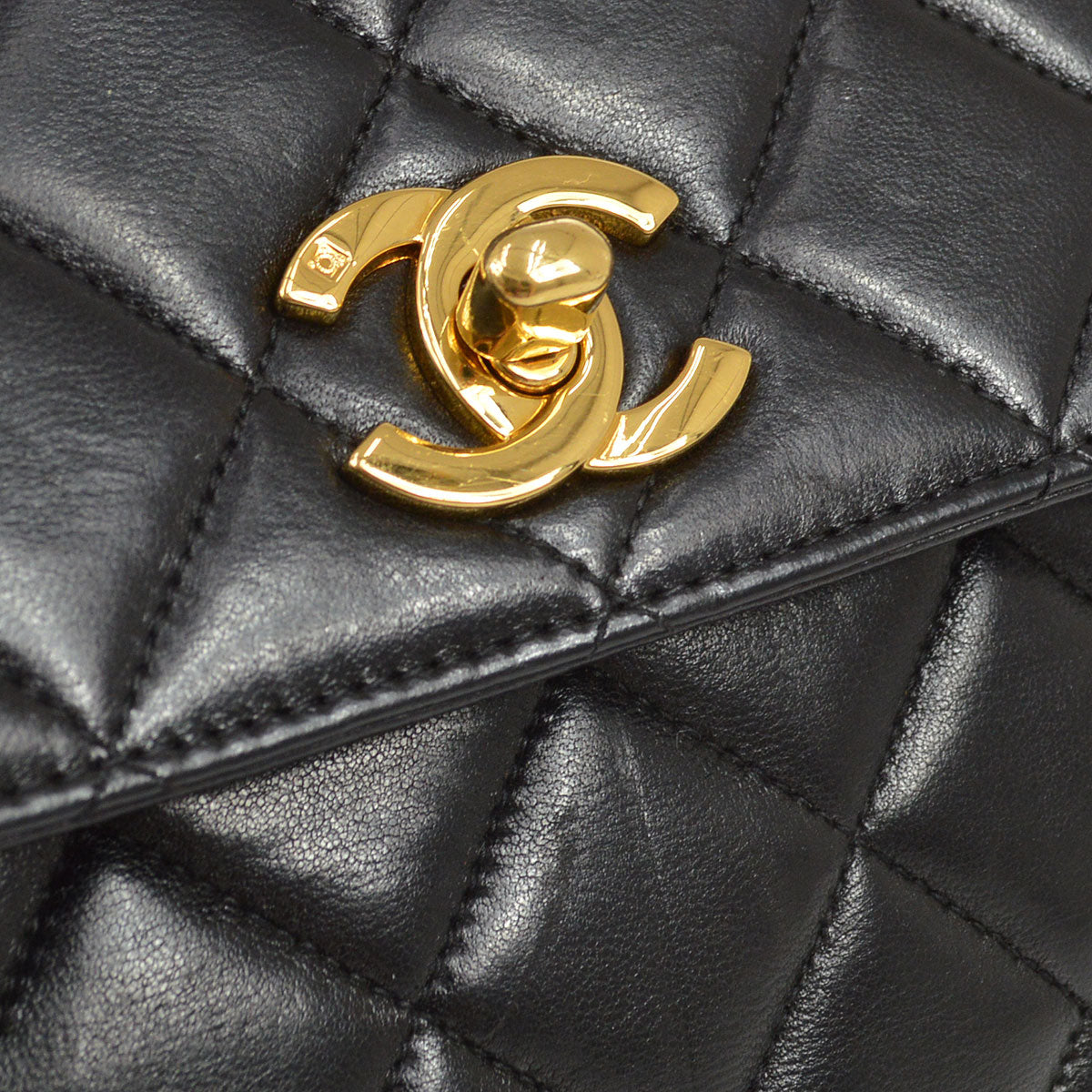 CHANEL 1996-1997 Quilted Kelly 25 Black Lambskin