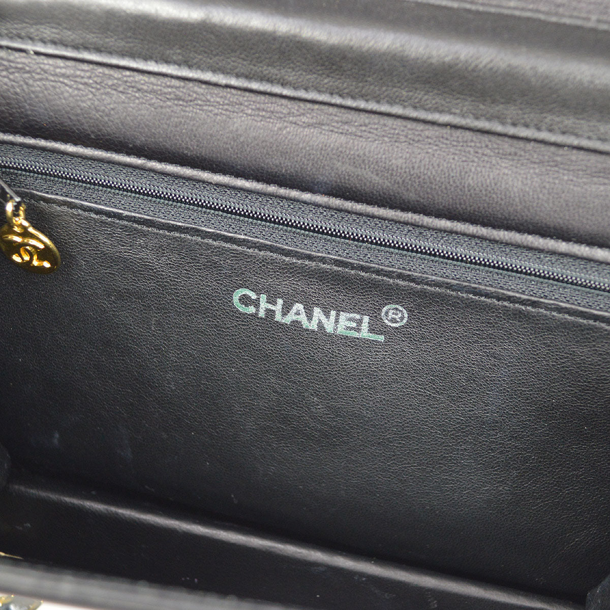 CHANEL * 1986-1988 Pushlock Full Flap Small Black Lambskin