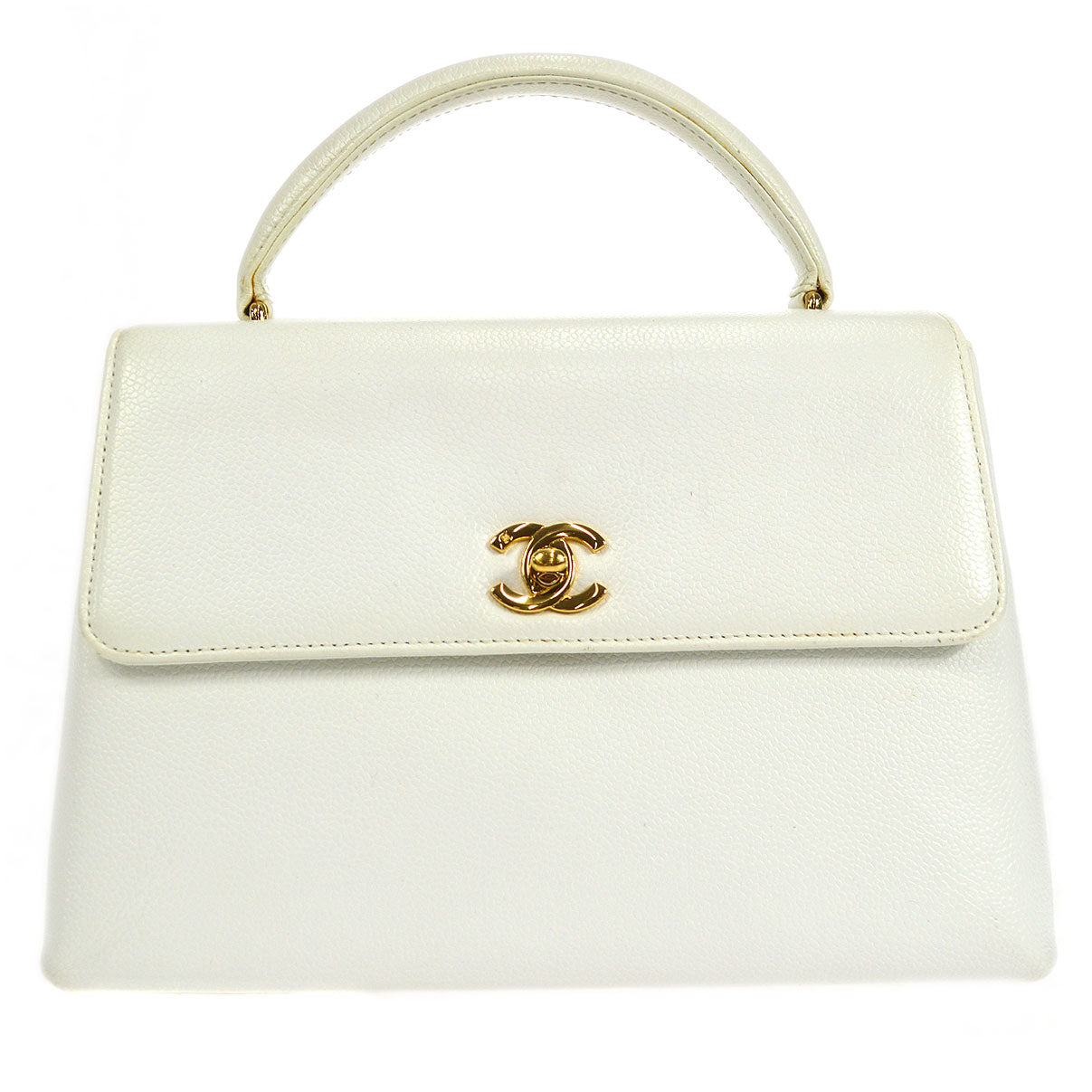 CHANEL 1997-1999 Kelly 25 White Caviar