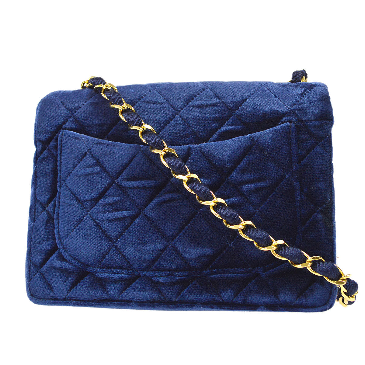 CHANEL * 1989-1991 Classic Square Flap Mini 17 Blue Velvet