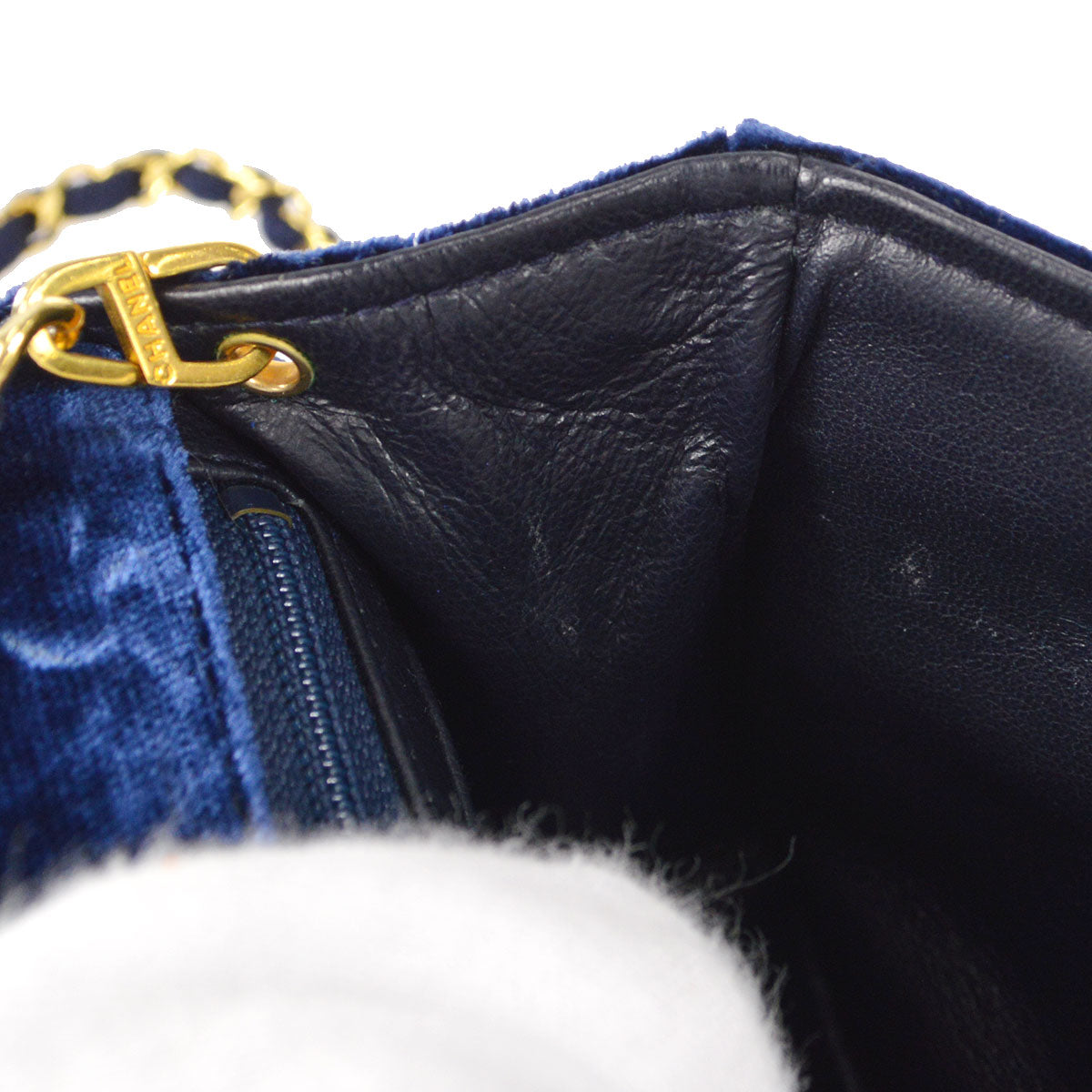 CHANEL * 1989-1991 Classic Square Flap Mini 17 Blue Velvet