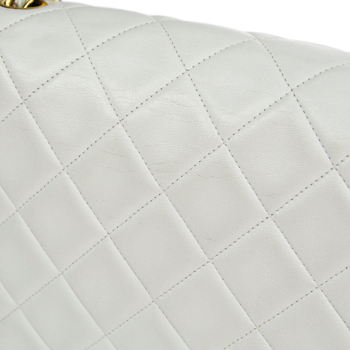 Chanel * Classic Flap Double Chain Shoulder Bag White Lambskin