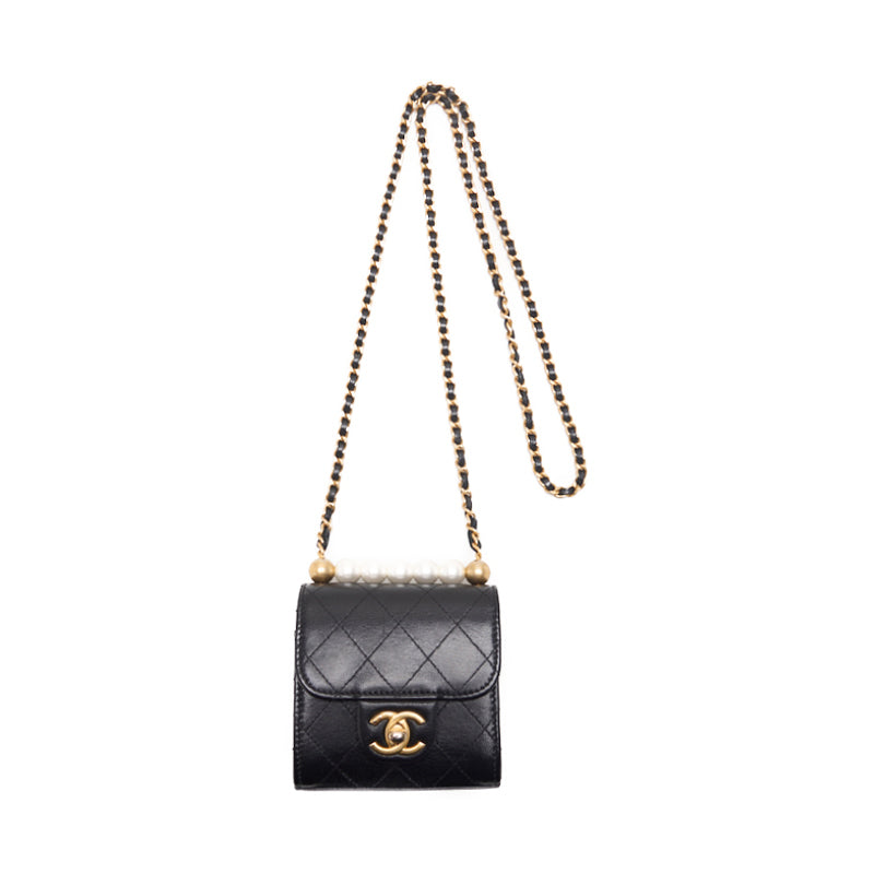 CHANEL 【CHANEL】Mini Trace Pearl Chain Shoulder  Black  Shoulder Bag Mini Shoulder Bag  Bag Hybrid 【 Ship】