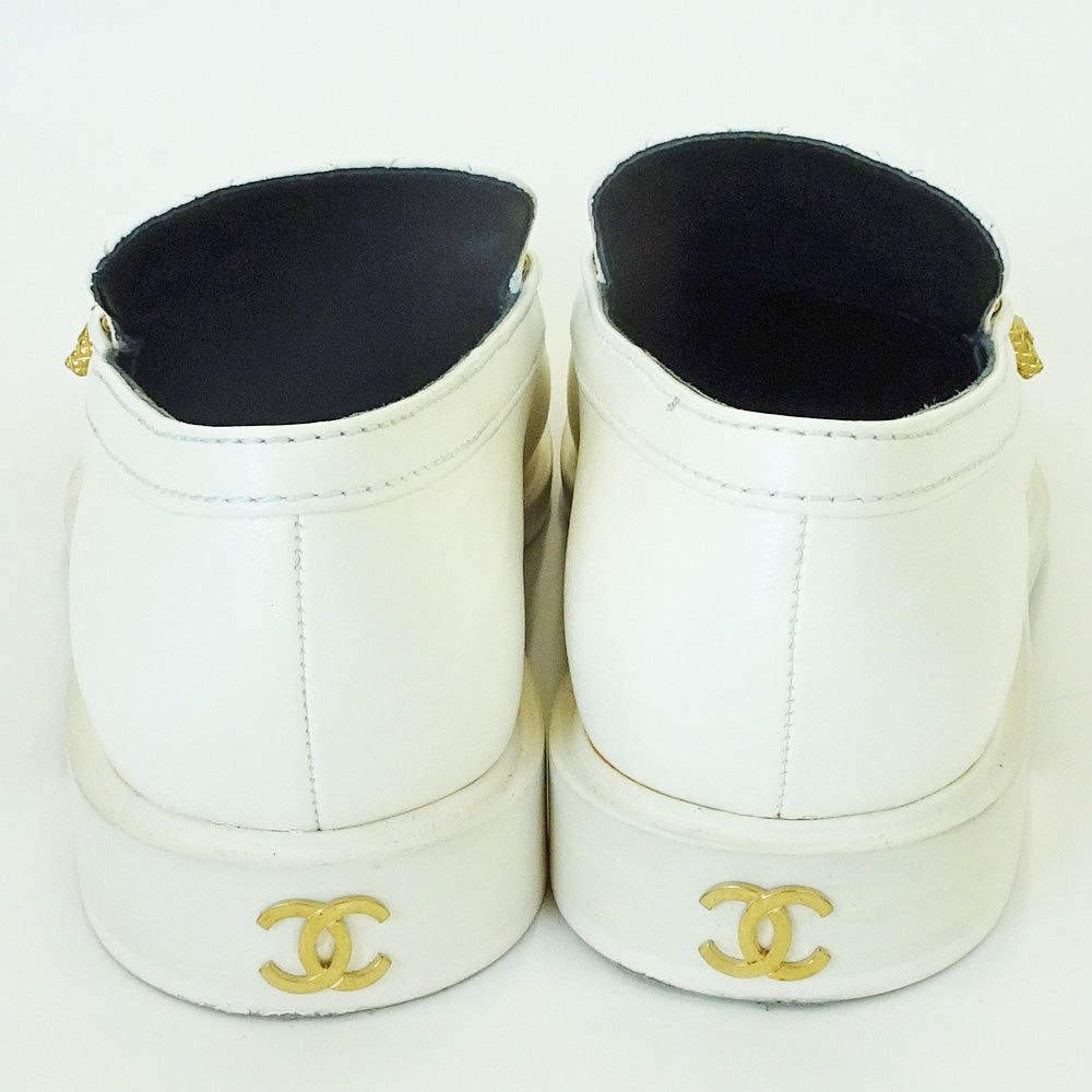 CHANEL G38922 36.5 CC Logo Coco Mark  White Italian Appeal  Women Shoes