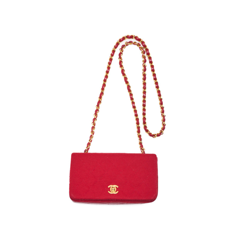 CHANEL 【CHANEL】MINI TRASSE Full Flap Turnlock Chain Shoulder Cotton Red  Shoulder Bag Mini Shoulder Bag  Bag Hybrid 【 Ship】【SS】Official Online