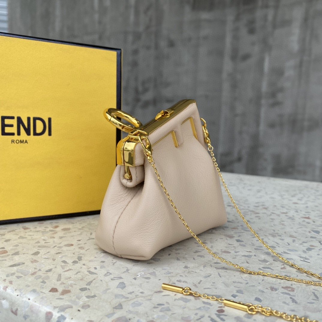 Fendi Nano Fendirst Charm Beige Bag For Woman 10cm/4in